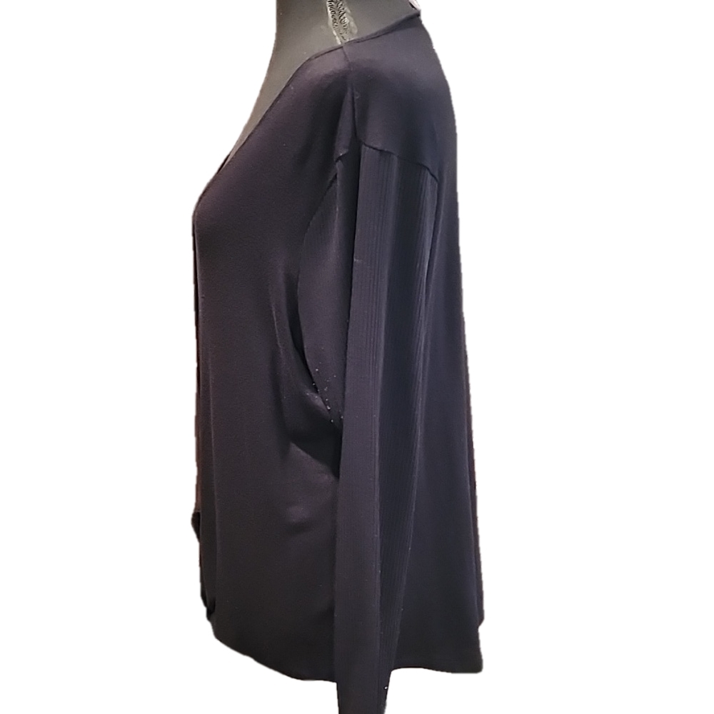 Vince Camuto Black Long Sleeve Knit Tie Front Top Womens Size 1X - Picture 3 of 5